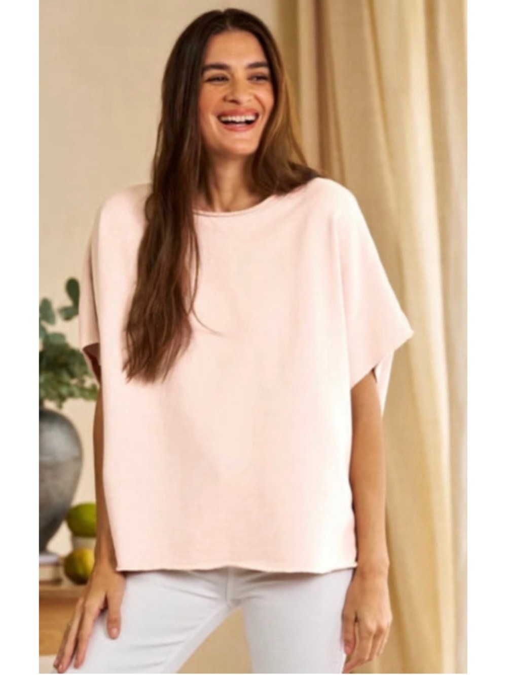 Frank & Eileen Original Olive Sweatshirt Capelet Top Size OS Pink New One Size